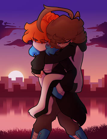 My two OC's Daluz and Nomilk on the sunset